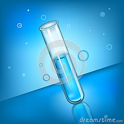 Test tube with blue liquid Vector Illustration