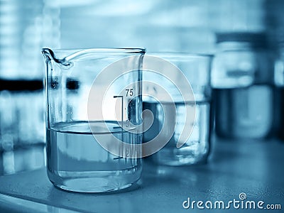 Test tube containing chemical liquid in laboratory. Stock Photo