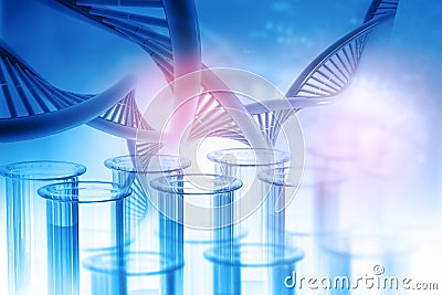 Test tube with DNA Cartoon Illustration