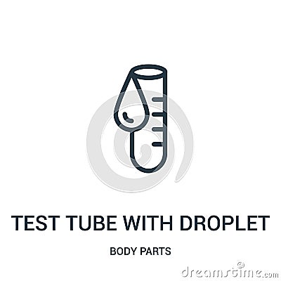 test tube with droplet icon vector from body parts collection. Thin line test tube with droplet outline icon vector illustration Vector Illustration