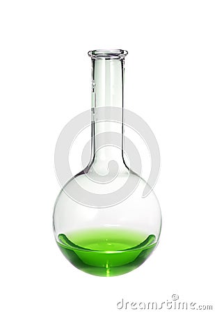 Test-tube with green liquid isolated on white Stock Photo