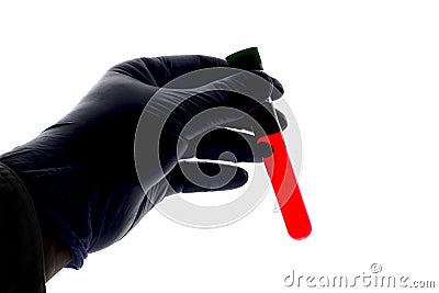 Test tube in hand Stock Photo