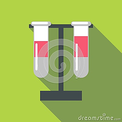 Test tube icon, flat style Vector Illustration