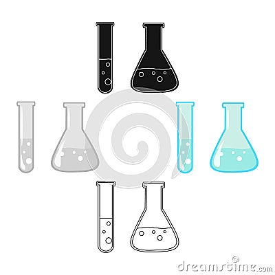 Test tube and retort icon cartoon. Single education icon from the big school, university cartoon. Vector Illustration