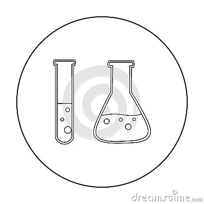 Test tube and retort icon outline. Single education icon from the big school, university outline. Vector Illustration