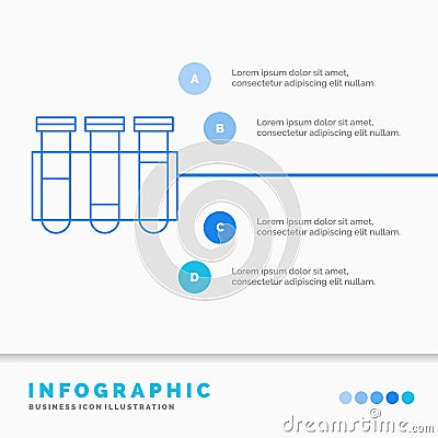 Test, Tube, Science, laboratory, blood Infographics Template for Website and Presentation. Line Blue icon infographic style vector Vector Illustration