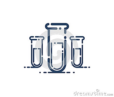 Test tube vector simple linear icon, science chemistry and medicine analysis line art symbol. Vector Illustration