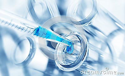 Test tubes closeup,medical glassware Stock Photo