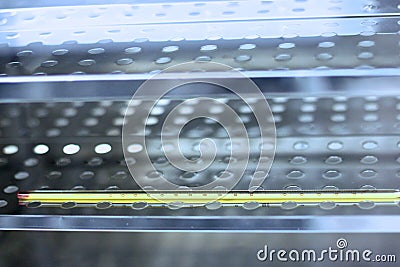 Test tubes metallic holder Stock Photo