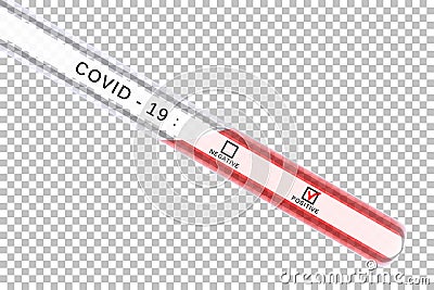 Test tubes with positive result of coronavirus. COVID-19 virus test. Vector. Vector Illustration