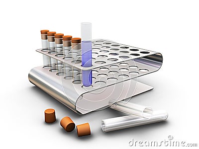 Test tubes in a rack Stock Photo