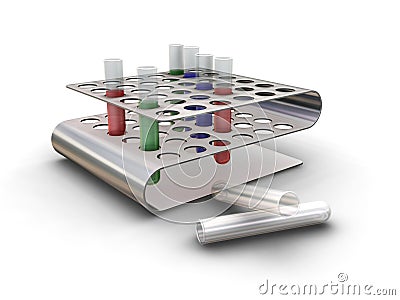 Test tubes in a rack Stock Photo