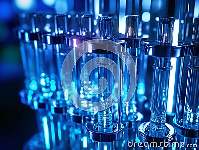 Test tubes in the science lab. Development of new chemicals. Stock Photo