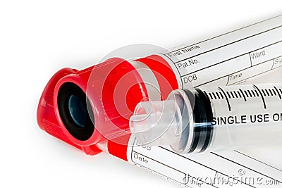 Test tubes and syringe Stock Photo