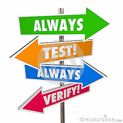 Always Test Verify Assumptions Hypothesis Theory Signs Stock Photo