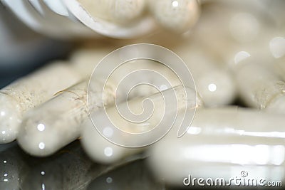 Supplement muscle growth extract in caps Stock Photo