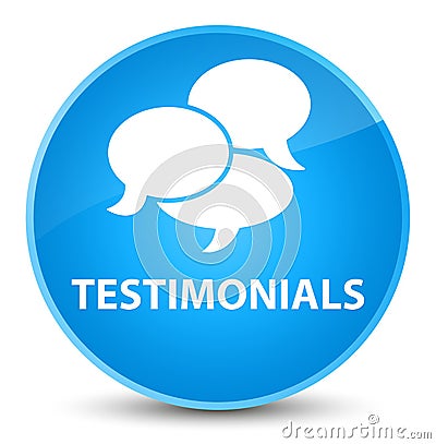 Testimonials (comments icon) elegant cyan blue round button Cartoon Illustration