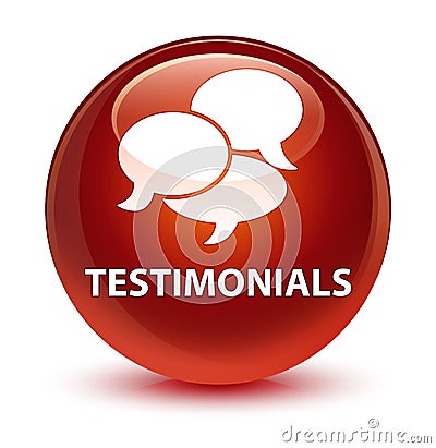 Testimonials (comments icon) glassy brown round button Cartoon Illustration