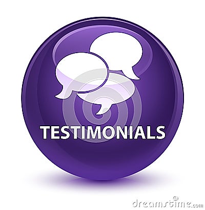 Testimonials (comments icon) glassy purple round button Cartoon Illustration