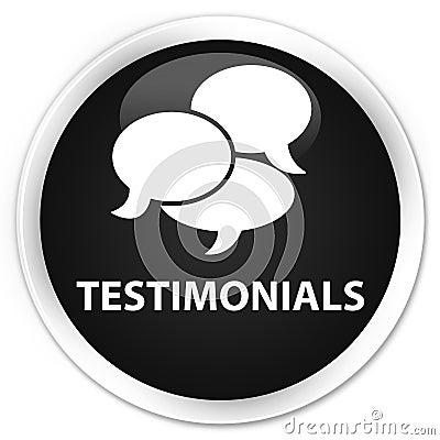 Testimonials (comments icon) premium black round button Cartoon Illustration