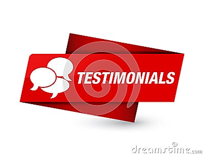 Testimonials (comments icon) premium red tag sign Cartoon Illustration