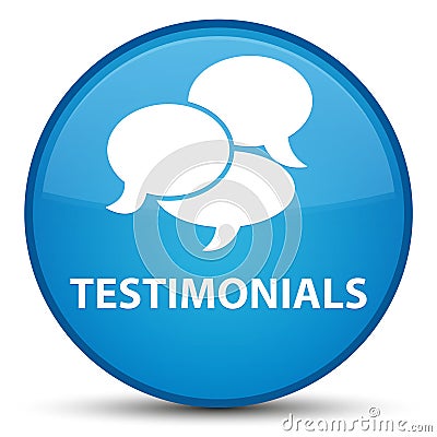 Testimonials (comments icon) special cyan blue round button Cartoon Illustration