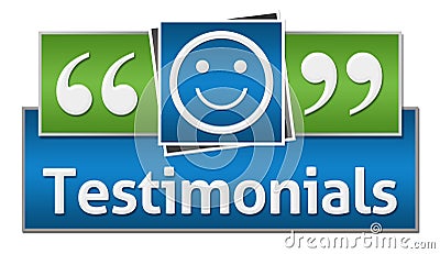 Testimonials Green Blue Squares Stock Photo