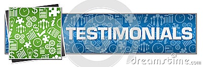 Testimonials Green Left Symbols Blue Text Stock Photo