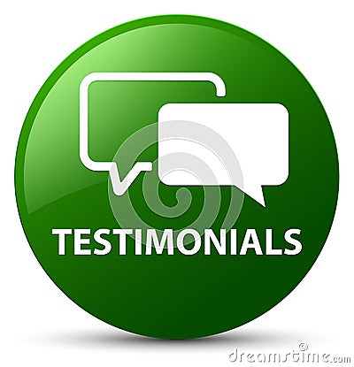 Testimonials green round button Cartoon Illustration