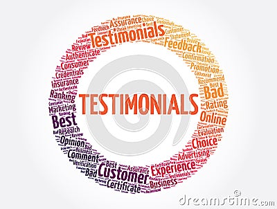 Testimonials word cloud collage, concept background Stock Photo