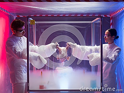 Testing a bird carcass in a laboratory Stock Photo