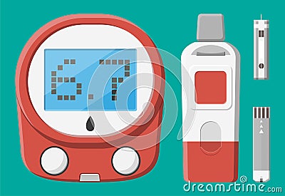 Testing blood glucose concept. Glucometer Vector Illustration