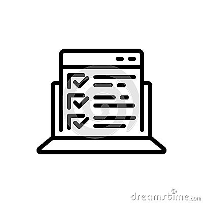 Black line icon for Testing Features, testing and examination Vector Illustration