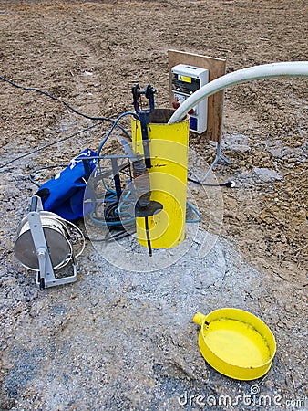Testing hydrology borehole Stock Photo