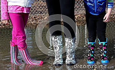 Testing out the new Galoshes Stock Photo