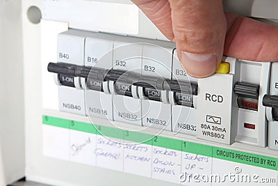 Testing an RCD Residual Current Device Stock Photo