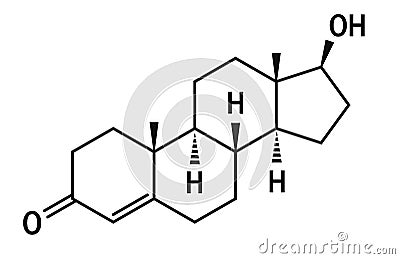 Testosterone hormone molecule, vector formula Vector Illustration