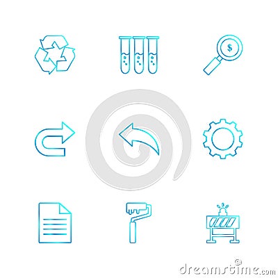 testtube , dollar, search , forword , next , back , setting , g Vector Illustration