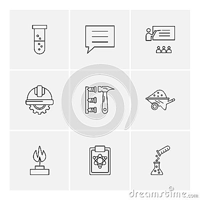 testtube , message , class , labour , hammer, flame , fire , ch Vector Illustration