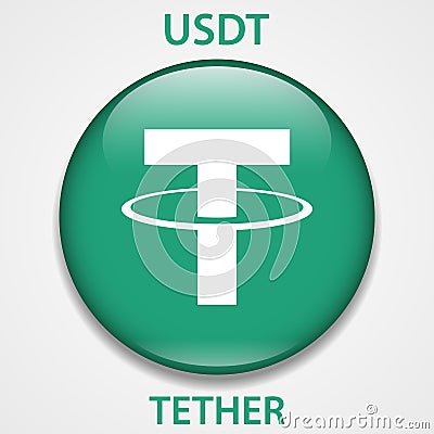 Tether cryptocurrency blockchain icon. Virtual electronic, internet money or cryptocoin symbol, logo Vector Illustration