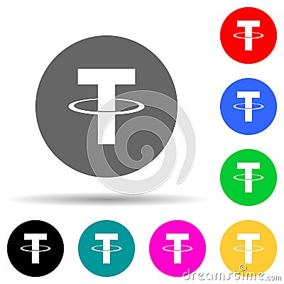 tether multi color style icon. Simple glyph, flat vector of crepto currency icons for ui and ux, website or mobile application Editorial Stock Photo