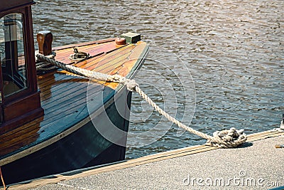 Tethered boat detail Stock Photo