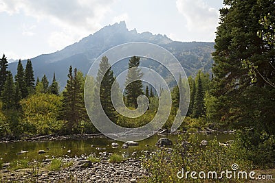 Teton Mountains from Cottonwood Creek, Jackson Hole, Wyoming. Stock Photo