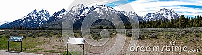 Teton range from the Cathedral Group Turnout, In Grand Teton National Park, Wyoming Editorial Stock Photo