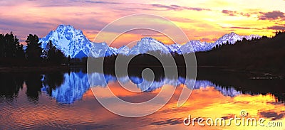 Tetons and Snake River Panroama Stock Photo