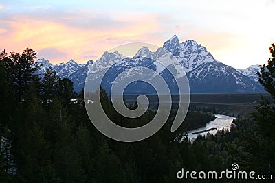 Tetons at Sunset Stock Photo