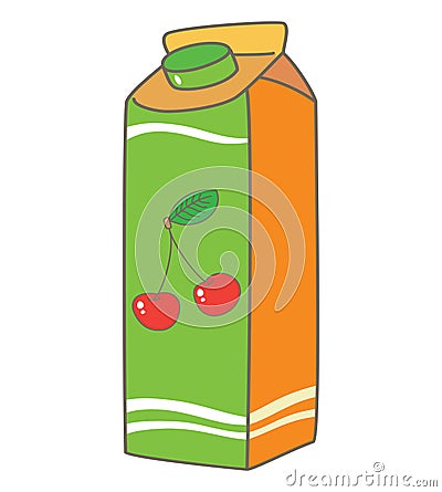 Cherry juice box packing tetra pack Vector Illustration