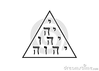 A tetractys of the letters of the Tetragrammaton. Tetragram the biblical god of Israel sign, the modern Jewish conception of God Vector Illustration