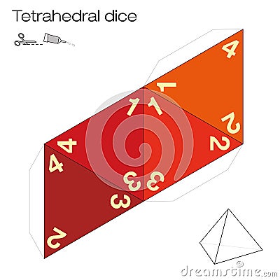 Tetrahedral Dice Platonic Solid Template Vector Illustration