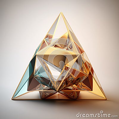 tetrahedral prism with four triangular faces podium, empty showcase for packaging product presentation AI generation Stock Photo